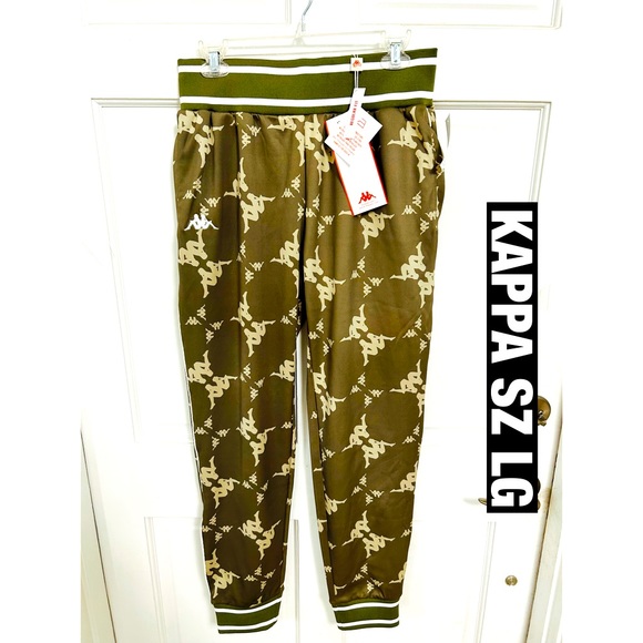 Kappa  green dark‎ green white sheen Men’s reg fit pants Sz Lg